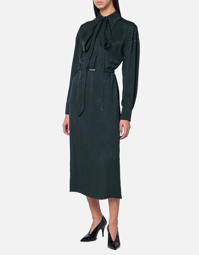 Gucci グリーンGGジャカードシルクラップドレス (ドレス) IFCHIC.COM