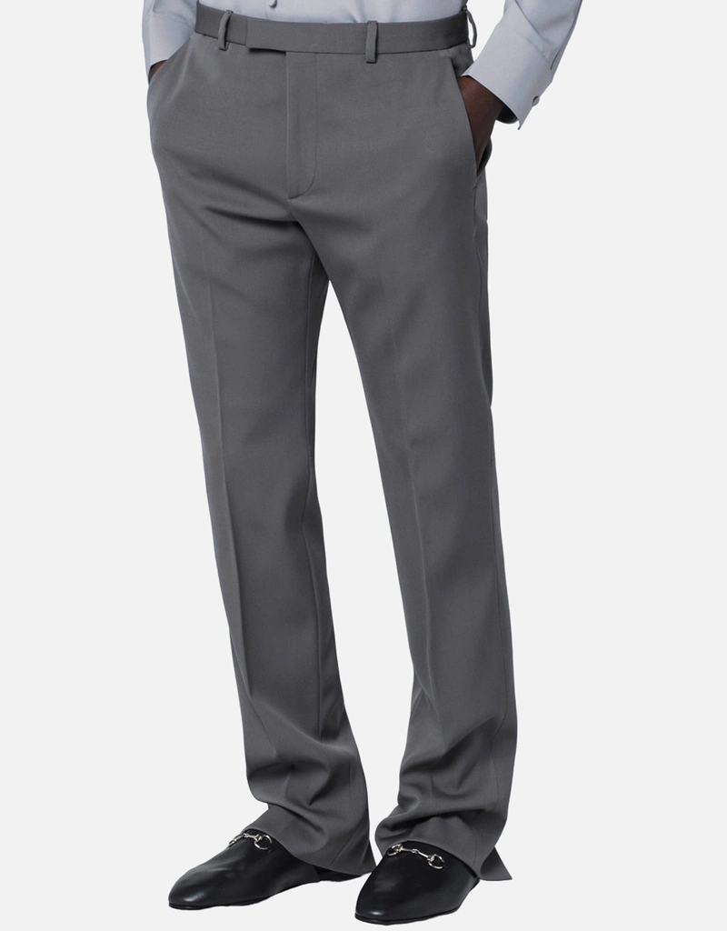 Gucci メンズヘビーウールサテン細身ストレートレッグパンツ (すべての