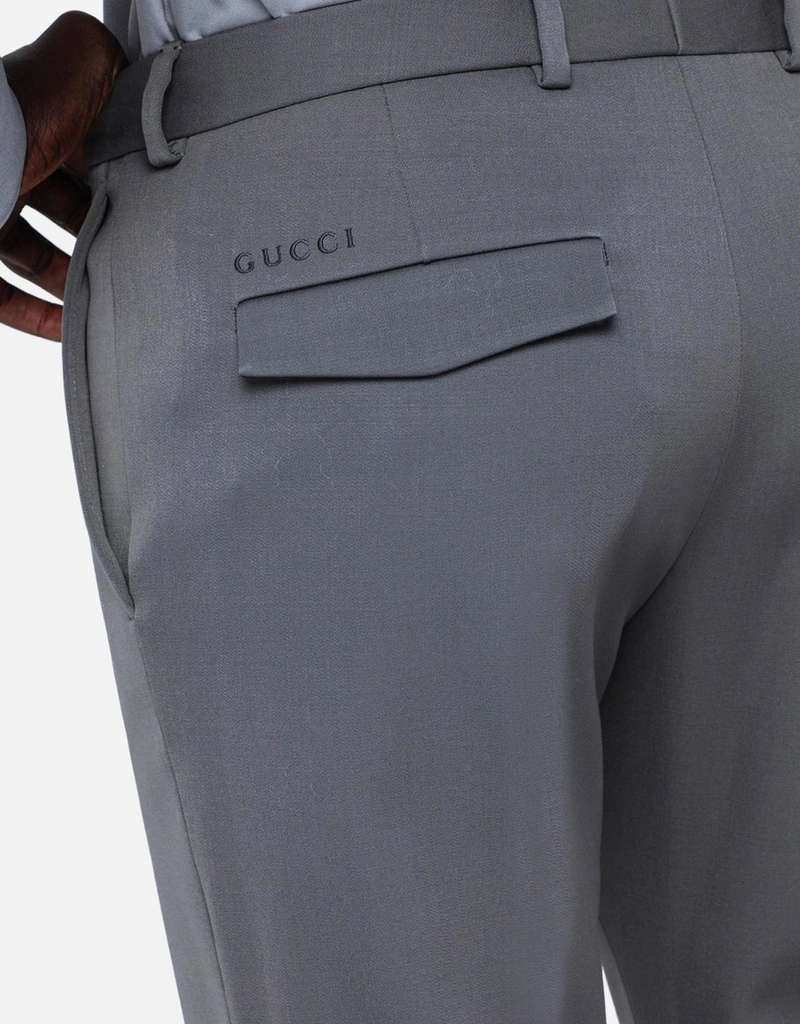 Gucci メンズヘビーウールサテン細身ストレートレッグパンツ (すべての