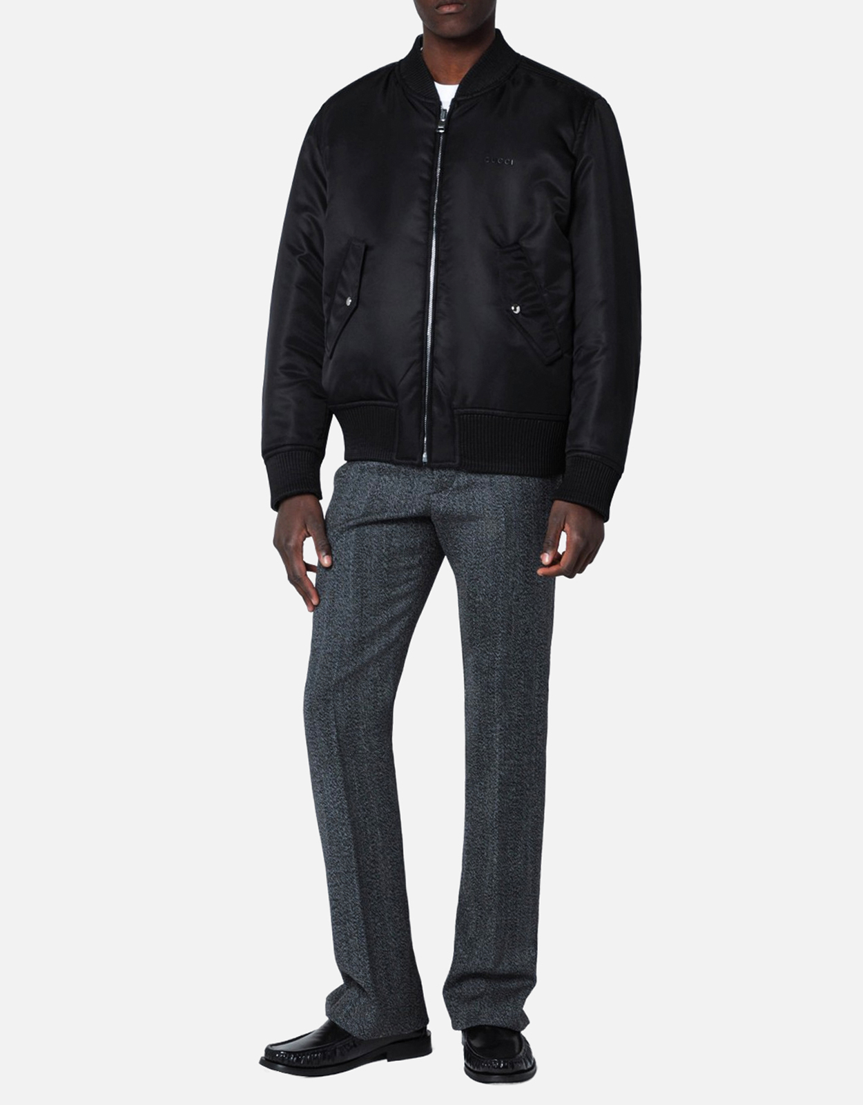 Gucci メンズヘリンボーンウールムリネボンバージャケット (すべての