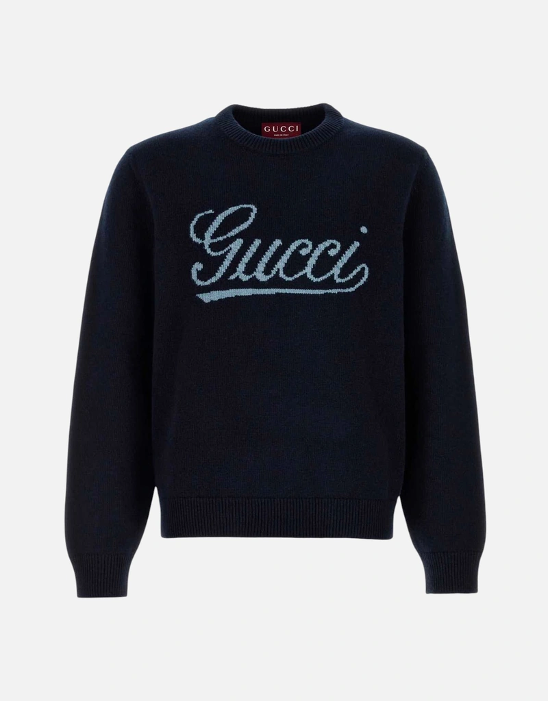 Gucci メンズニットウールロゴイントアージャレギュラーフィット