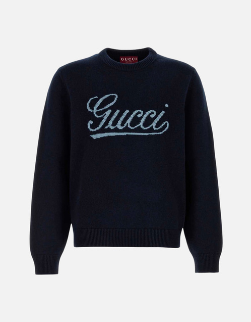 Gucci メンズニットウールロゴイントアージャレギュラーフィット