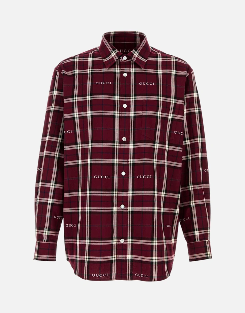 burgundy high neck mini dress Garnet Men's Twill Solid Color Long Sleeve Shirt 2421076