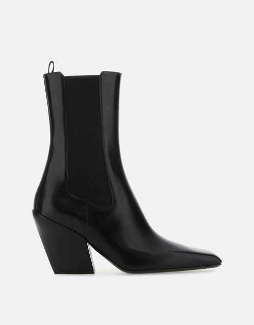 Prada ブラックレザーアンクルブーツ () IFCHIC.COM