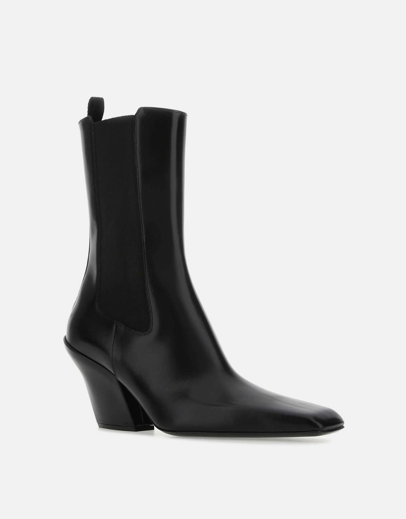 Prada ブラックレザーアンクルブーツ () IFCHIC.COM