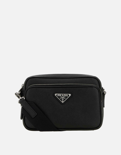 PRADA ブラック レザー クロスボディバッグ Prada メンズブラックレザークロスボディバッグ () IFCHIC.COM