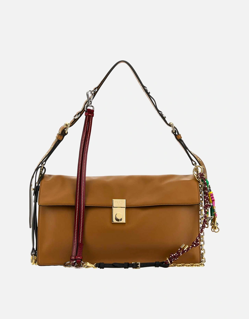 Prada ラージキャメルレザーショルダーバッグ () IFCHIC.COM