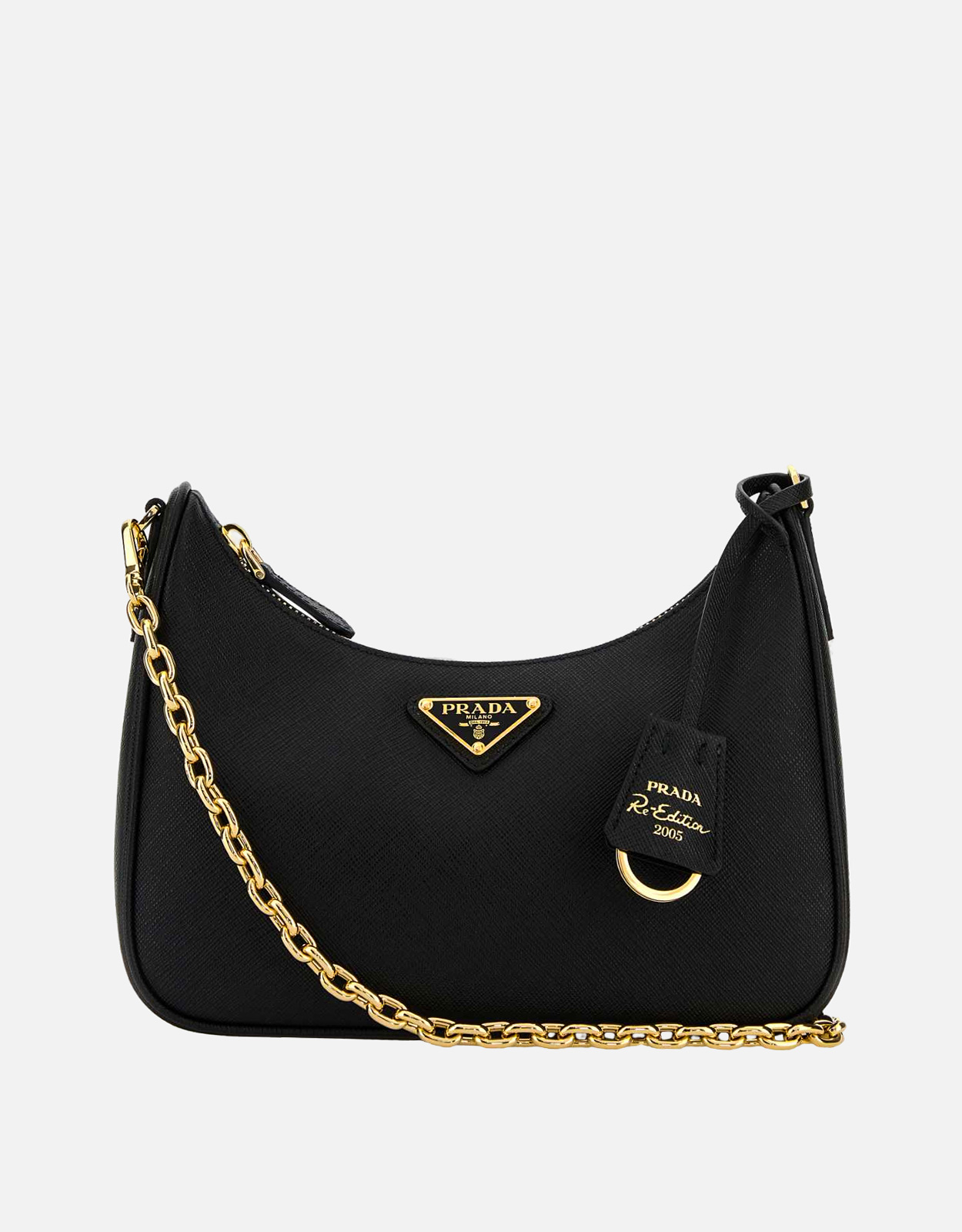 Prada ブラック カーフスキン レザー ショルダーバッグ () IFCHIC.COM