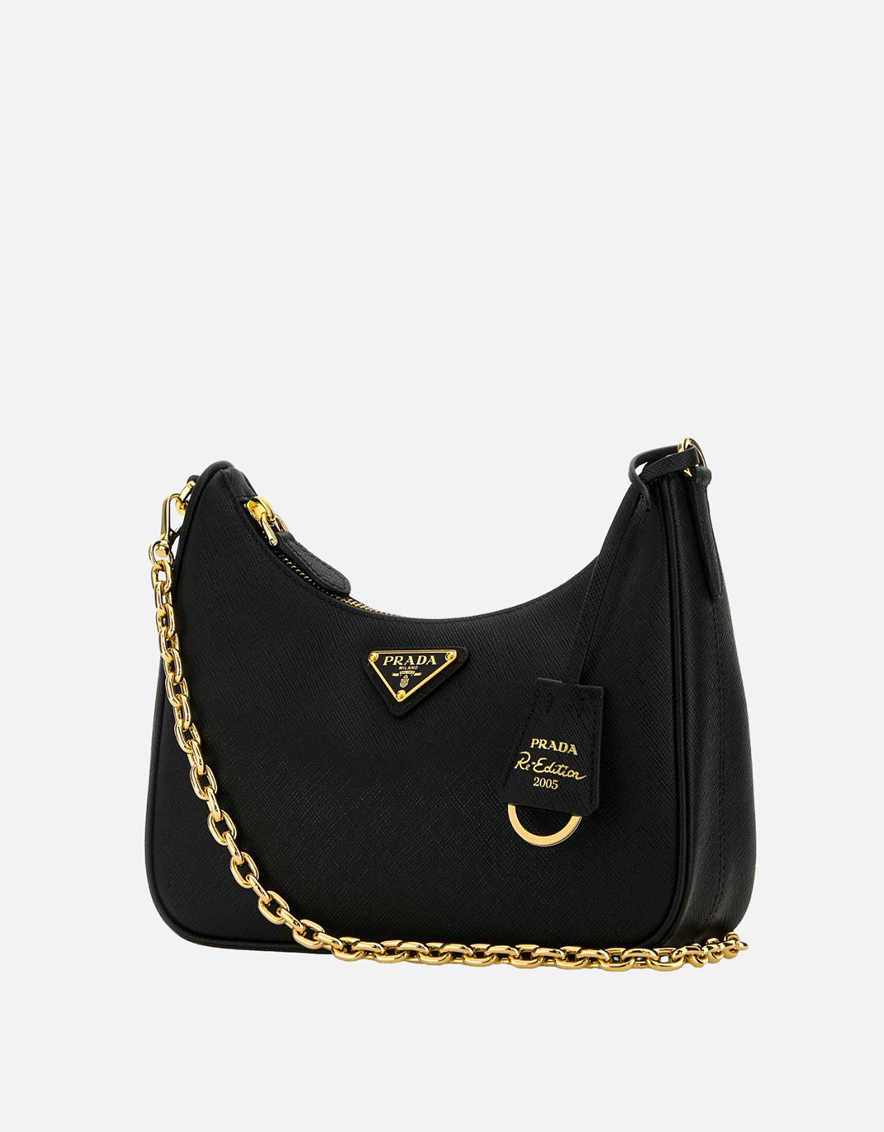 Prada ブラック カーフスキン レザー ショルダーバッグ () IFCHIC.COM