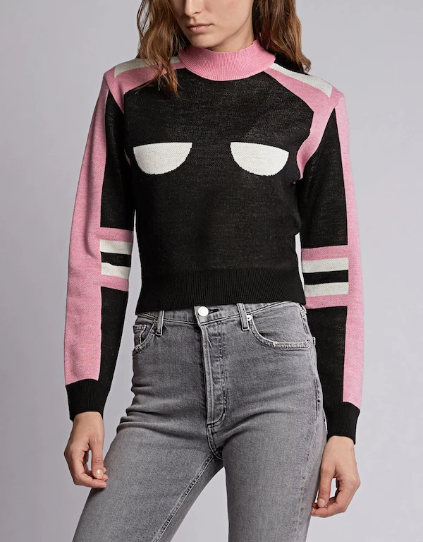 Color-block Cropped Sweater 