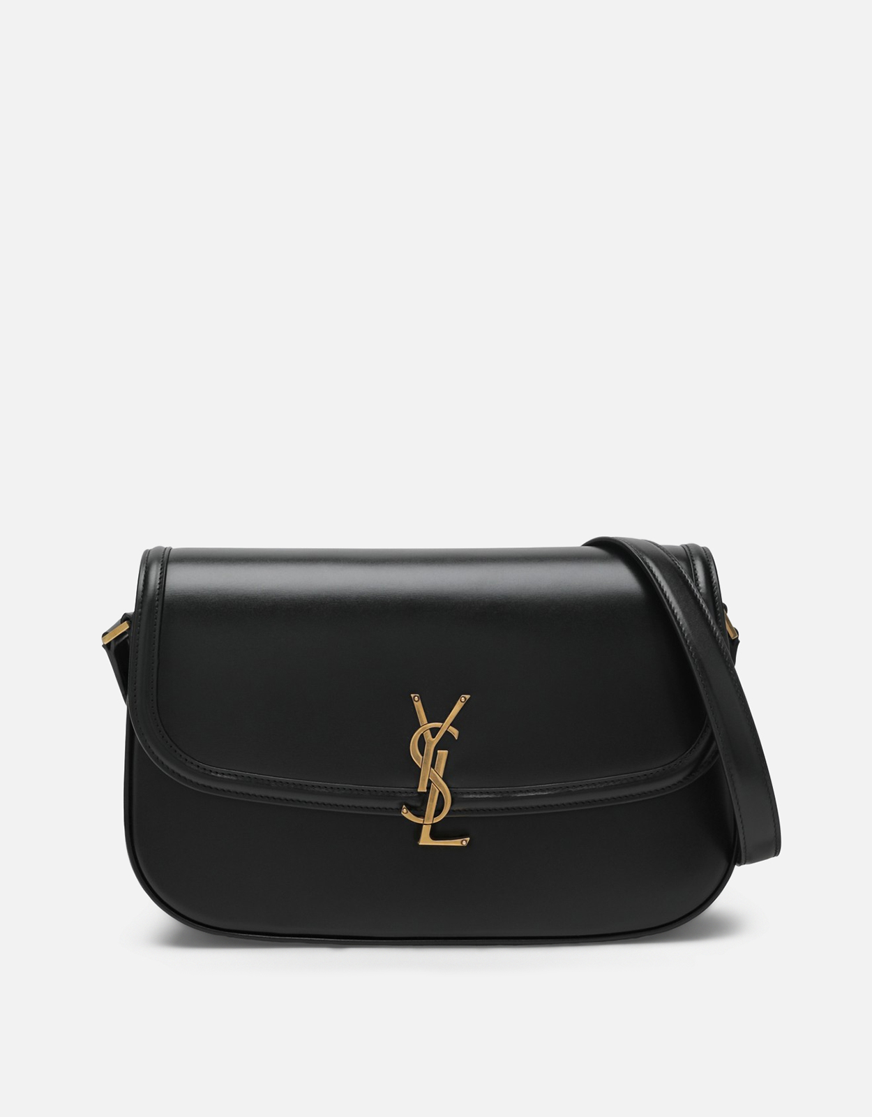 迅速発送>>（ラムスキンレザー）ショルダーバッグ 　YSL金色ロゴ　♬黒　超美品 Saint Laurent ソルフェリーノミディアムボックスラムスキンショルダー