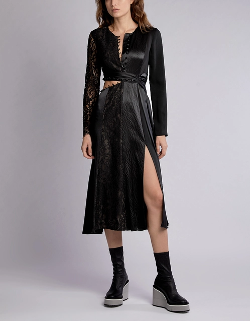 Cutout Lace Silk Midi Dress