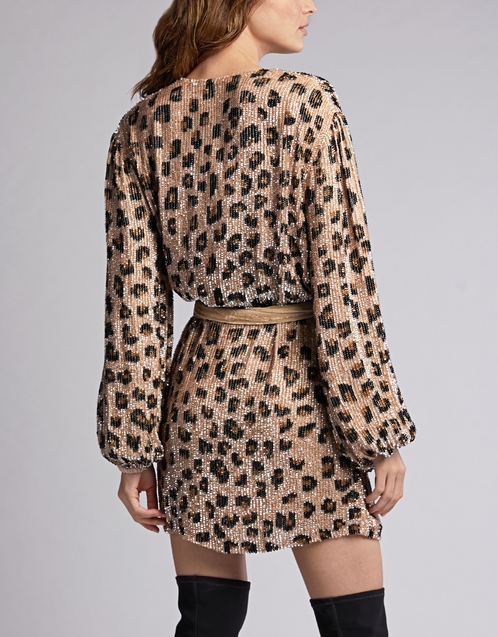 Retrofête Gabrielle Leopard Robe Sequin Mini Dress Dressesmini