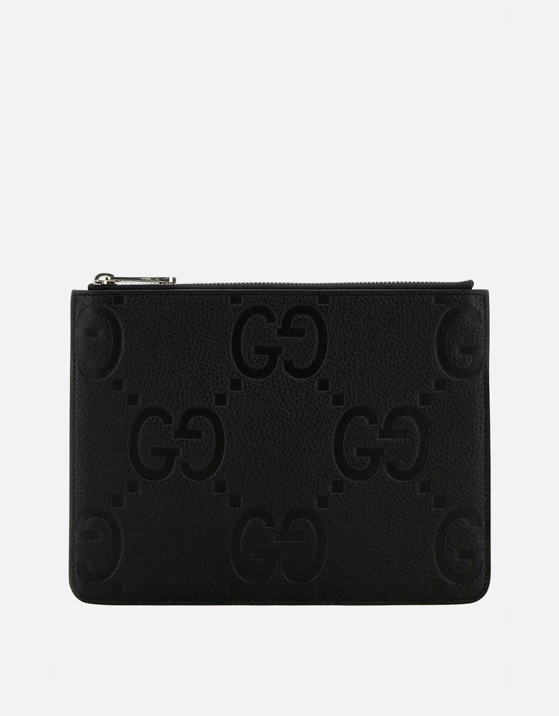 Gucci メンズ ブラック 中型 エンボス加工 カーフレザー クラッチ