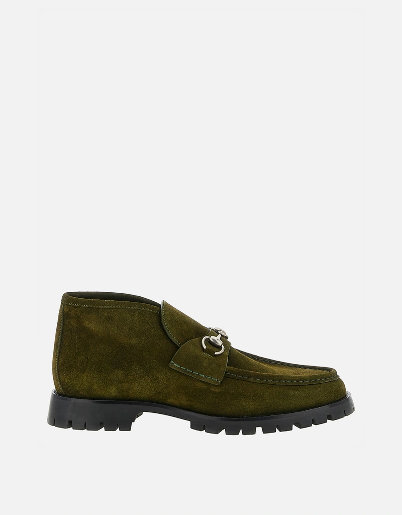 Gucci メンズ ホースビット カーフスキン スエード アンクルブーツ