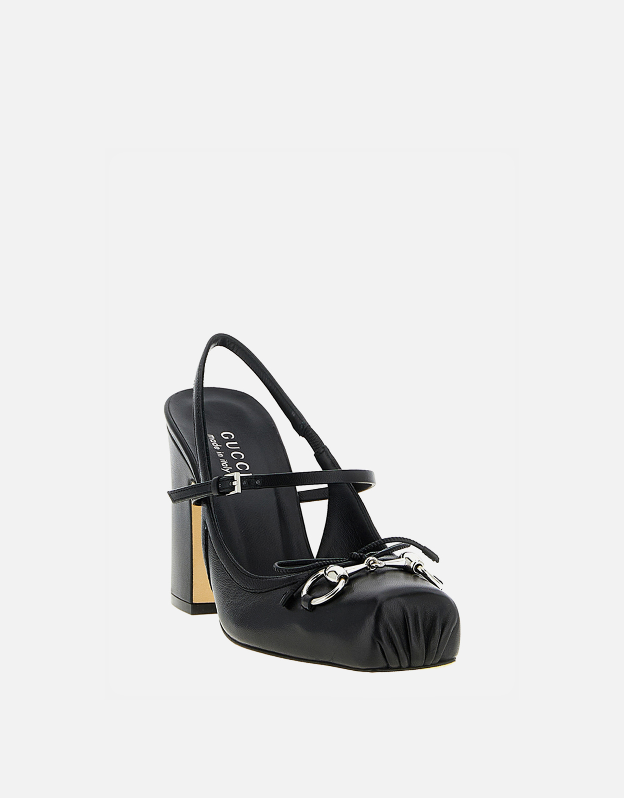 Gucci レディース グッチ レザー スクエアトゥ ホースビット リボン