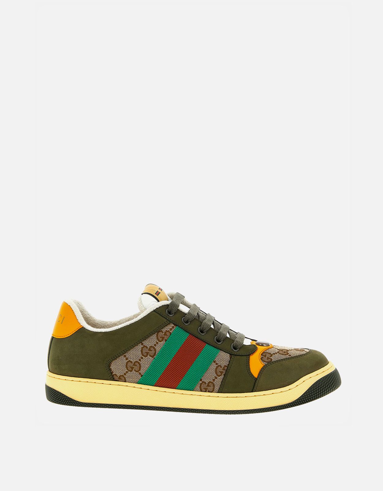 Gucci メンズ スクリーナー レザー ウェブ レースアップスニーカー