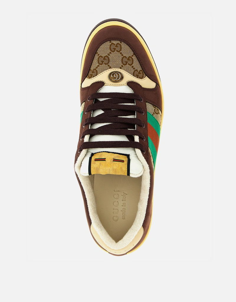 初売りセール GUCCI スニーカー スクリーナー GGキャンバス 7.0 スクリーナー〕メンズ スニーカー ・ベージュ レザー＆GGキャンバス