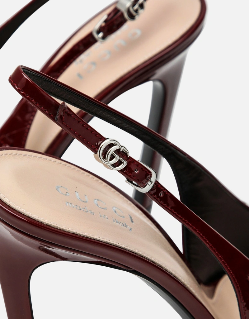 GUCCI グッチ パンプス ロゴ チェーン ストラップ パテントレザー