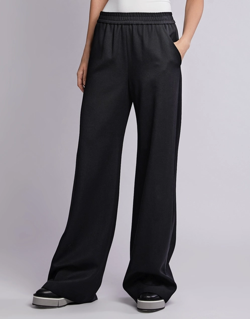 Wool Twill Low-rise Elastic Waist Band Tailored Pants