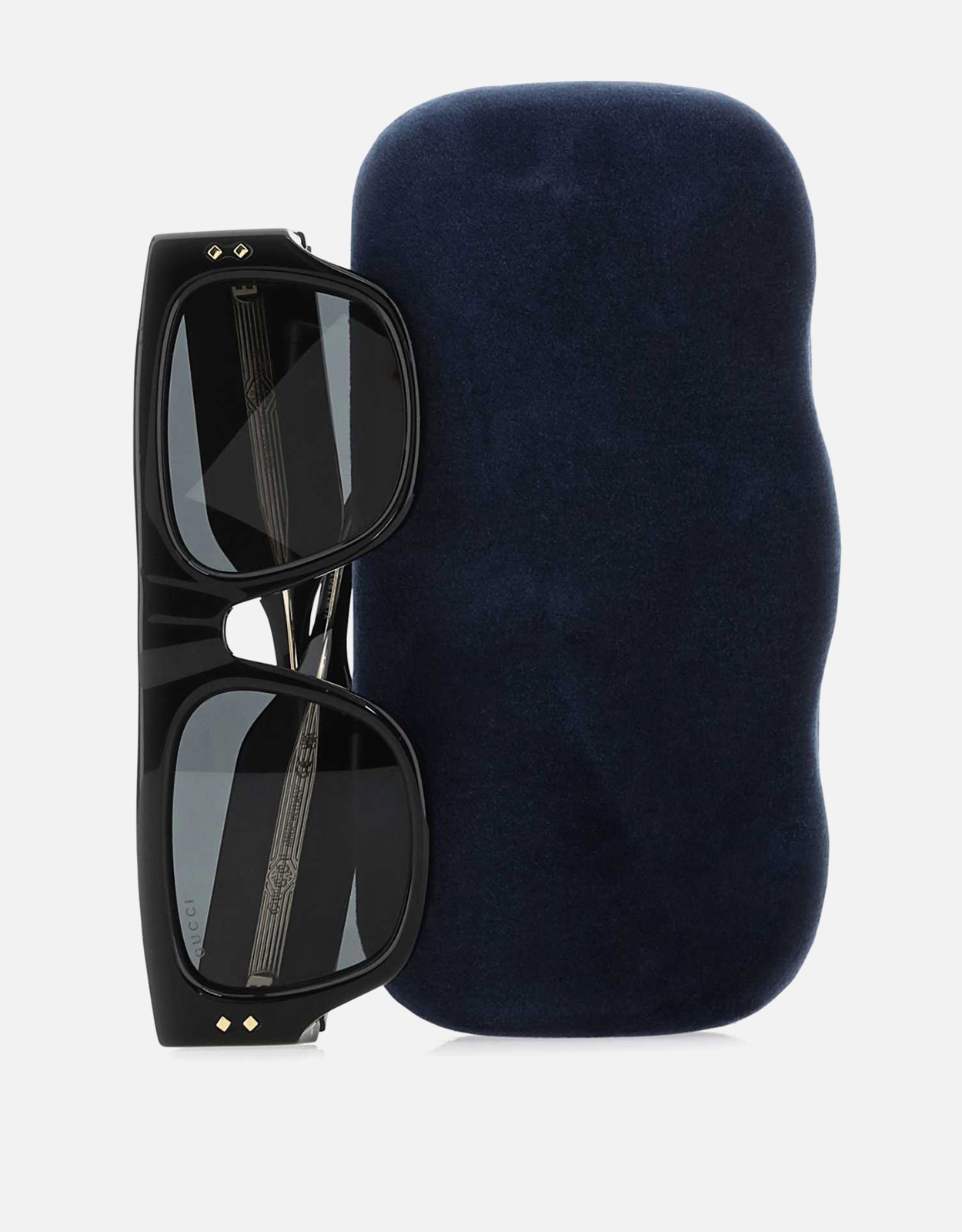Gucci メンズブラックアセテートスクエアフレームサングラス () IFCHIC.COM