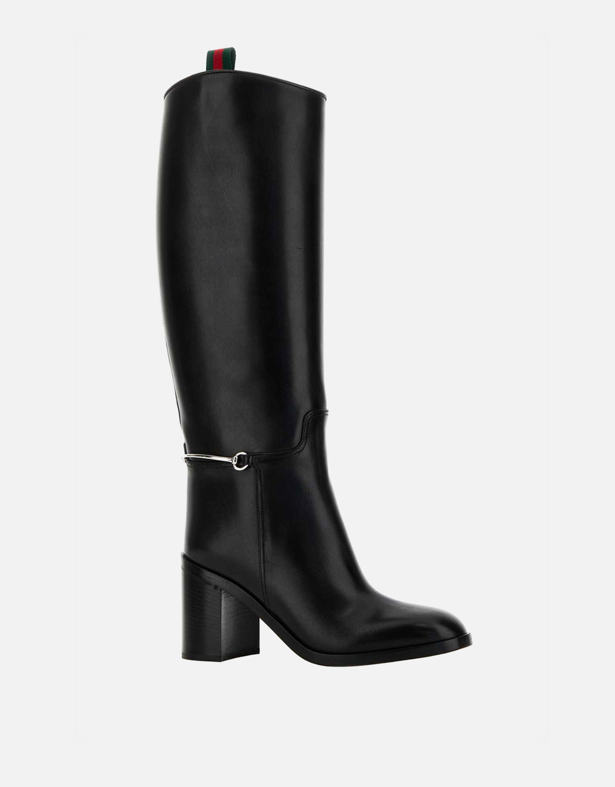 Gucci レディーススリムホースビットレザーミッドヒールブーツ