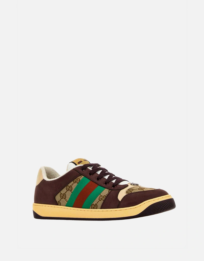 Gucci メンズ マルチカラー レザー＆GGファブリックスニーカー