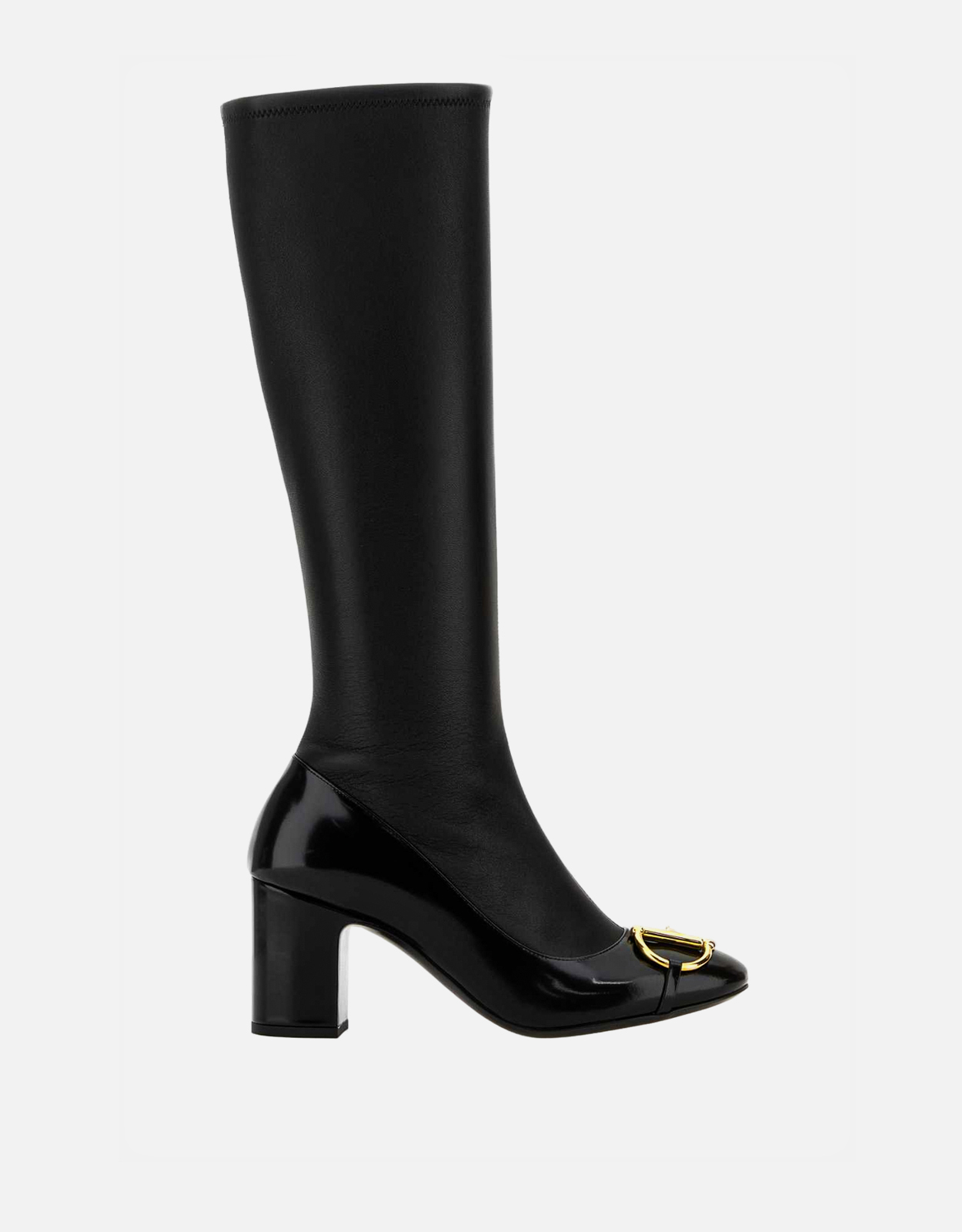 Gucci レディースレザー ハーフホースビット ミッドヒールブーツ