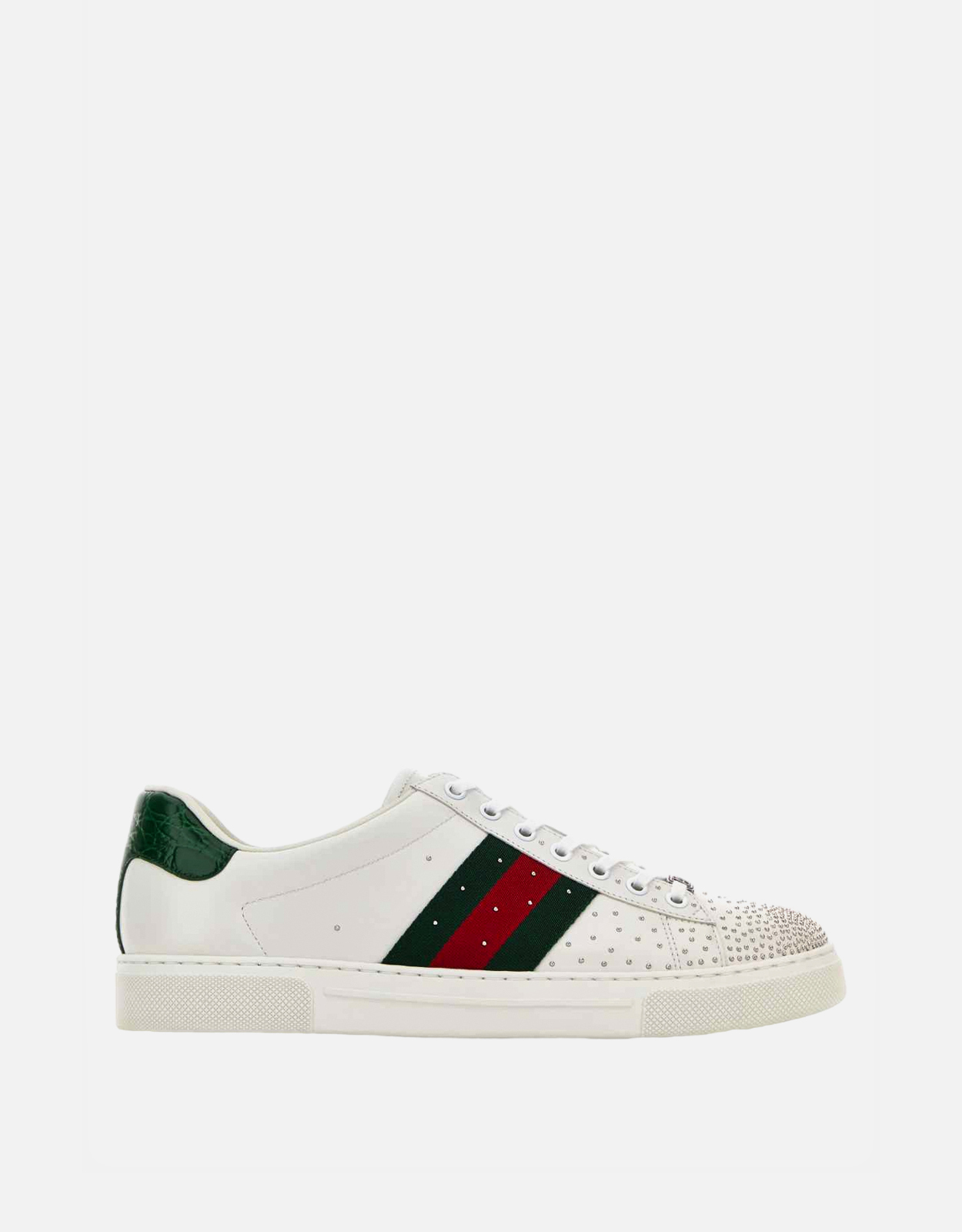 Gucci メンズAceホワイトレザー鋲付きスニーカー () IFCHIC.COM