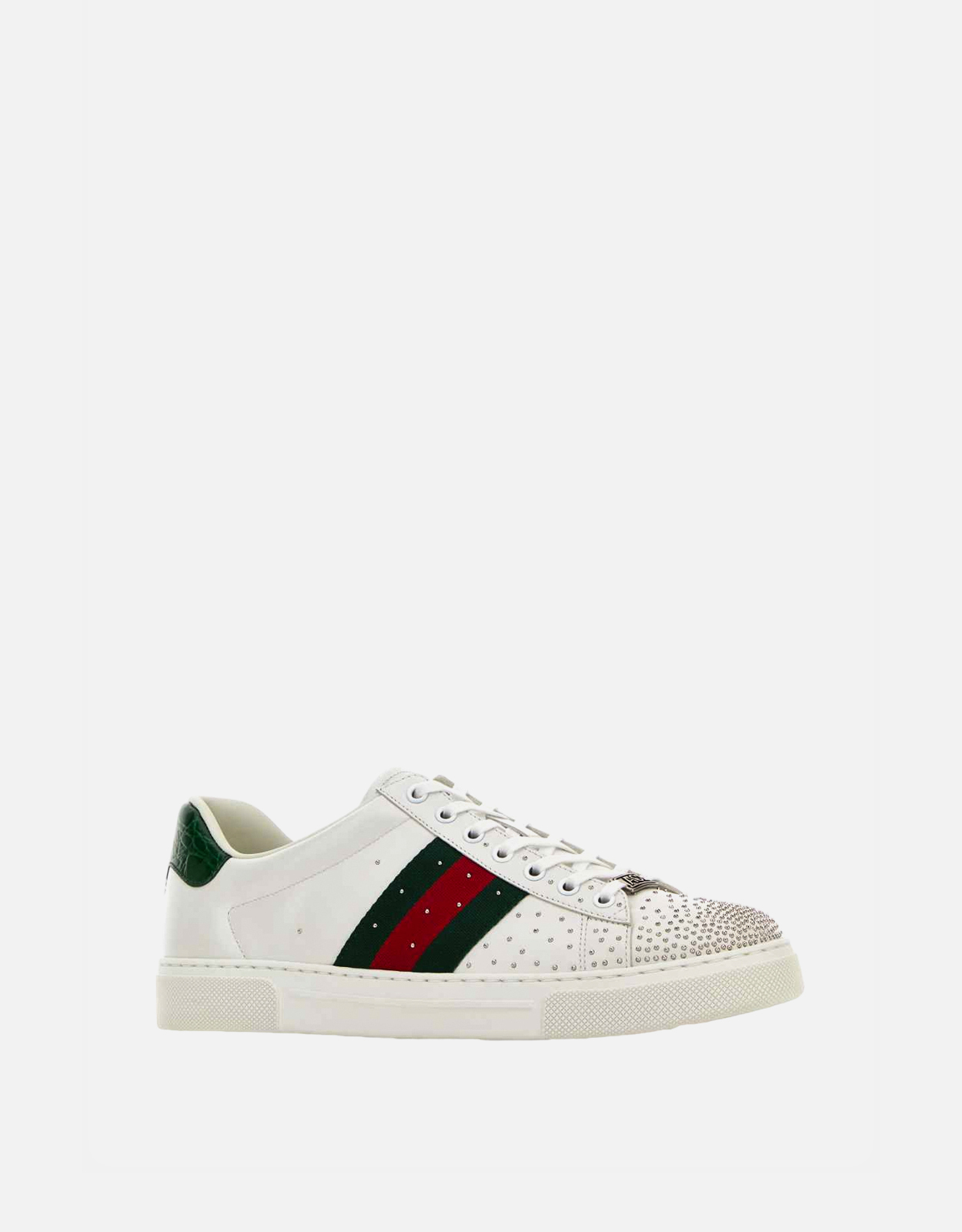 Gucci メンズAceホワイトレザー鋲付きスニーカー () IFCHIC.COM