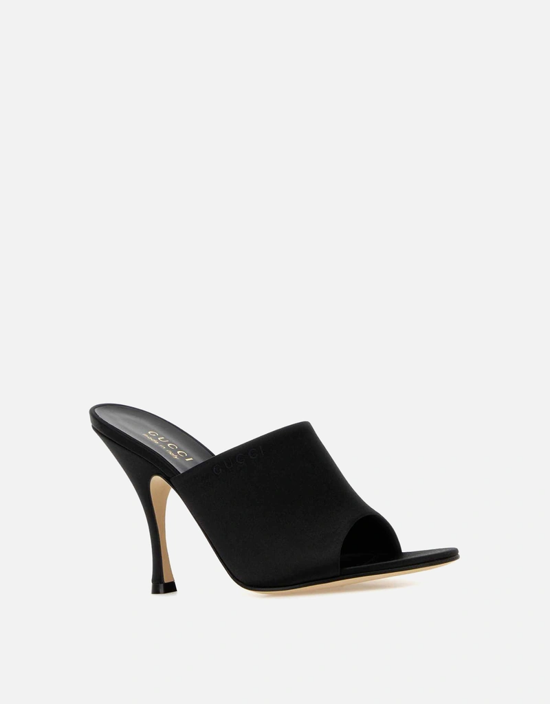 Gucci ブラックサテンハイヒールミュール () IFCHIC.COM