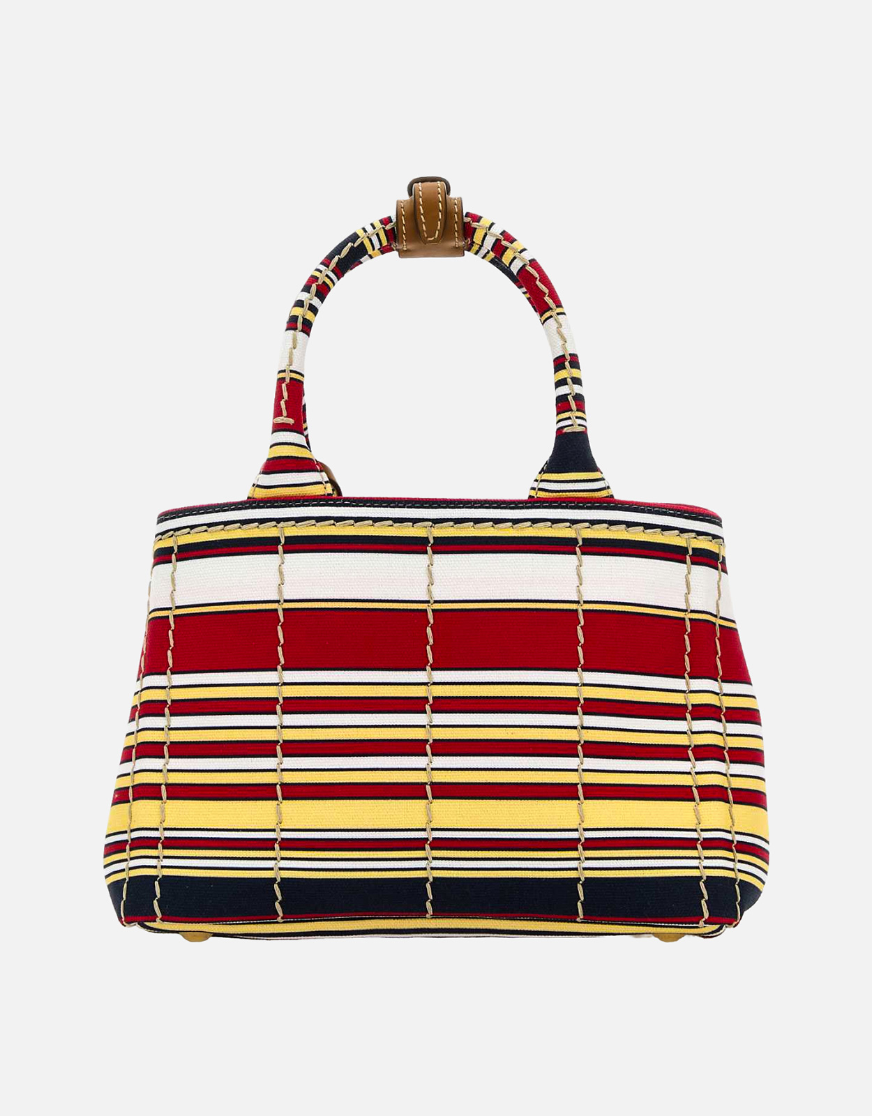 PRADA かごバッグ 茶色/赤 ストライプ Prada コットンキャンバスストライプミニバッグ () IFCHIC.COM