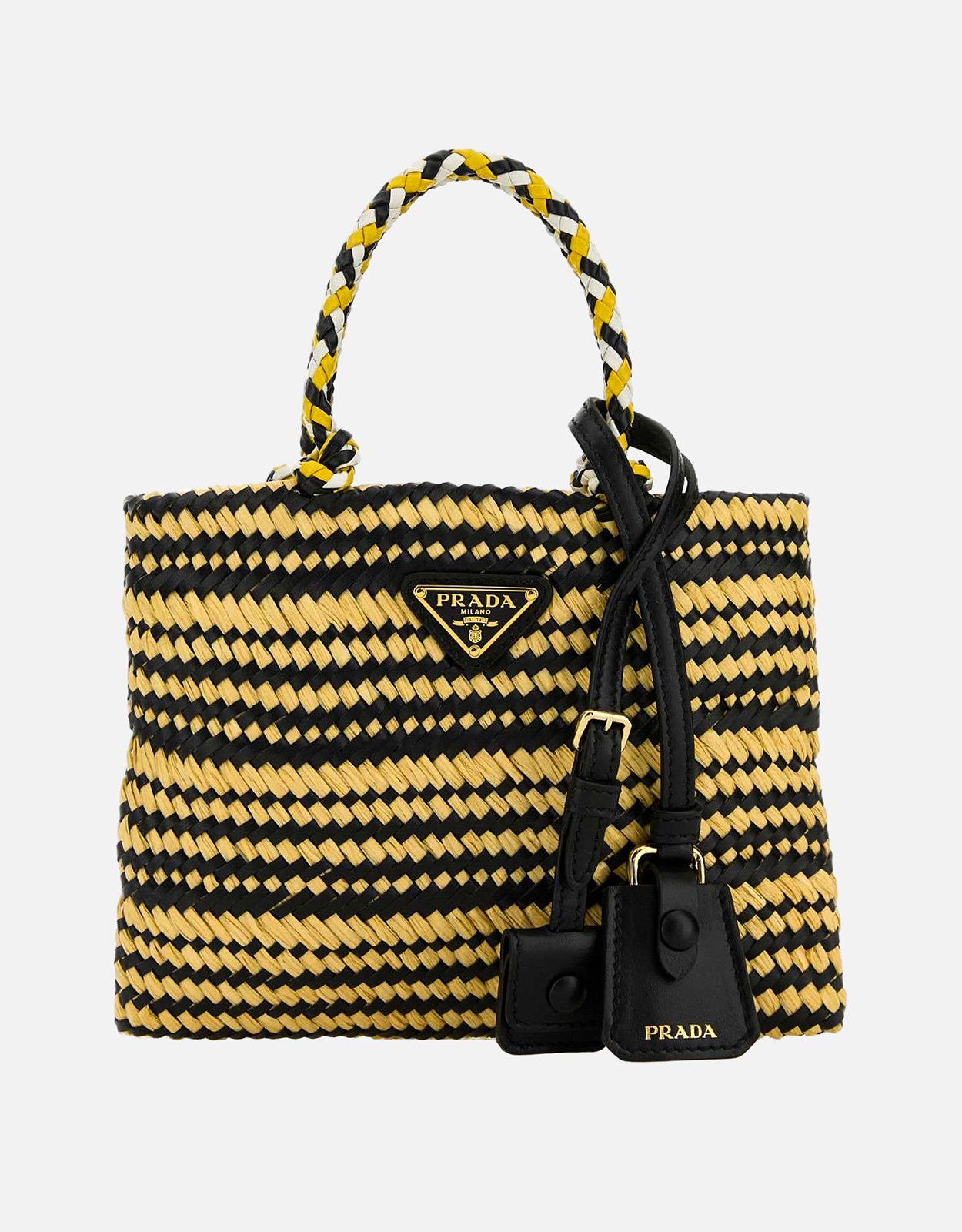 Prada Two-Tone Raffia Handbag () IFCHIC.COM