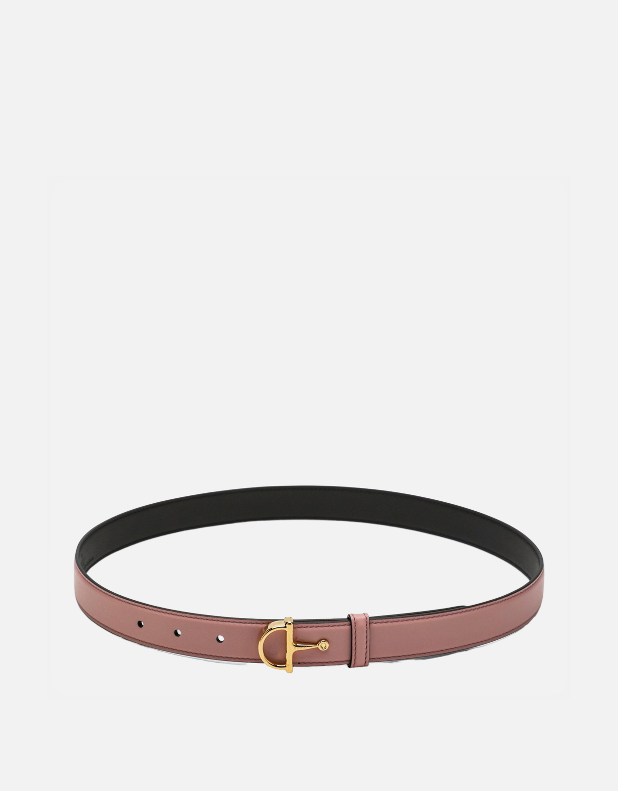 Gucci 薄いピンクレザーベルト ハーフホースビットバックル付き