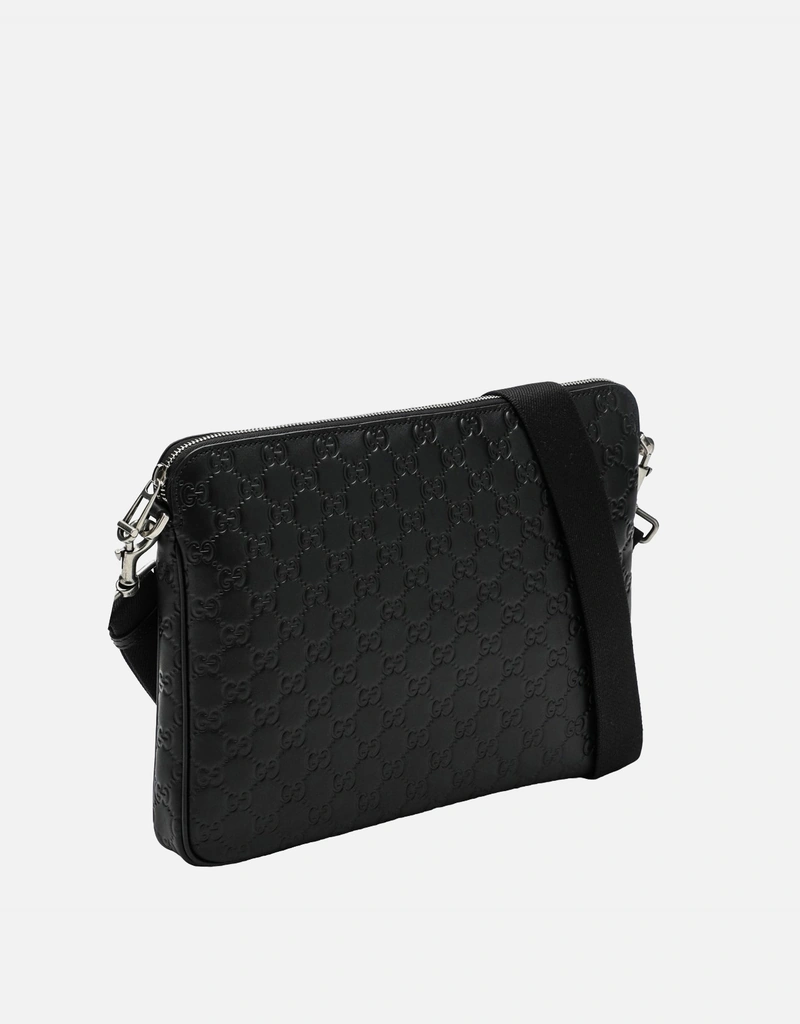 Gucci メンズ ミディアム GGエンボス スムースレザー クロスボディ