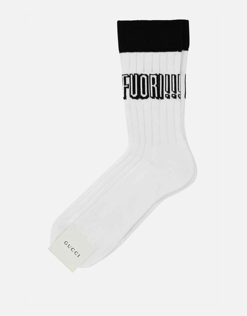 Gucci ホワイトストレッチコットンブレンドソックス () IFCHIC.COM