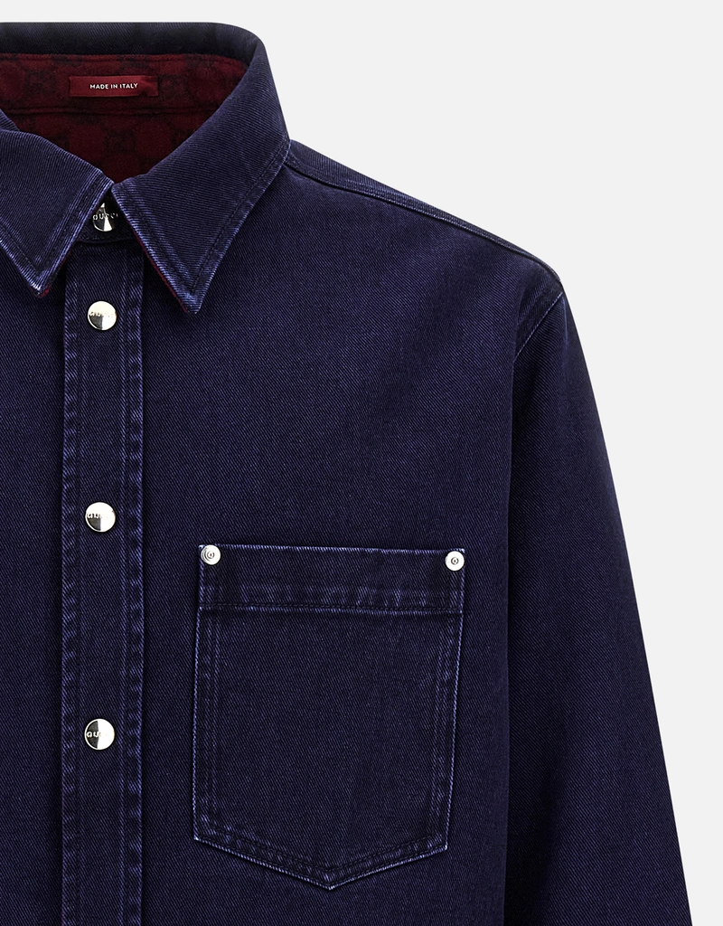 Gucci メンズリバーシブルコットンデニムフランネルシャツ (すべての