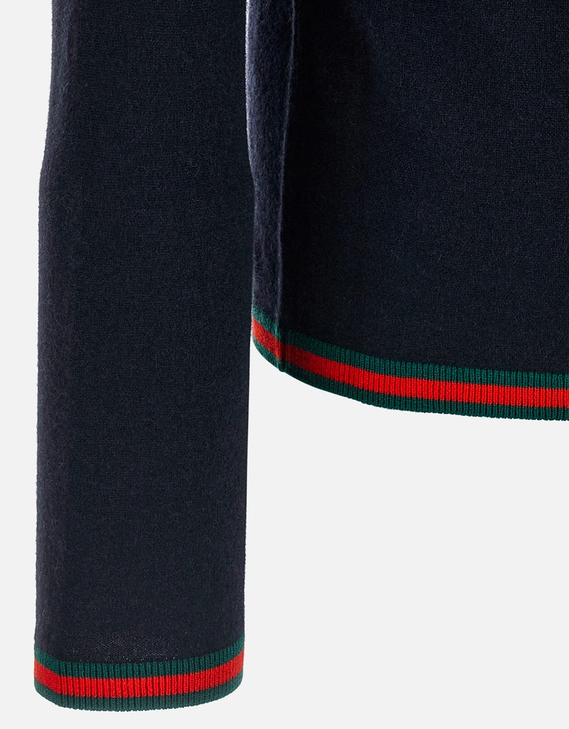 Gucci メンズファインソフトカシミヤウェブリボンタートルネック Gucci メンズファインソフトカシミヤウェブリボンタートルネック