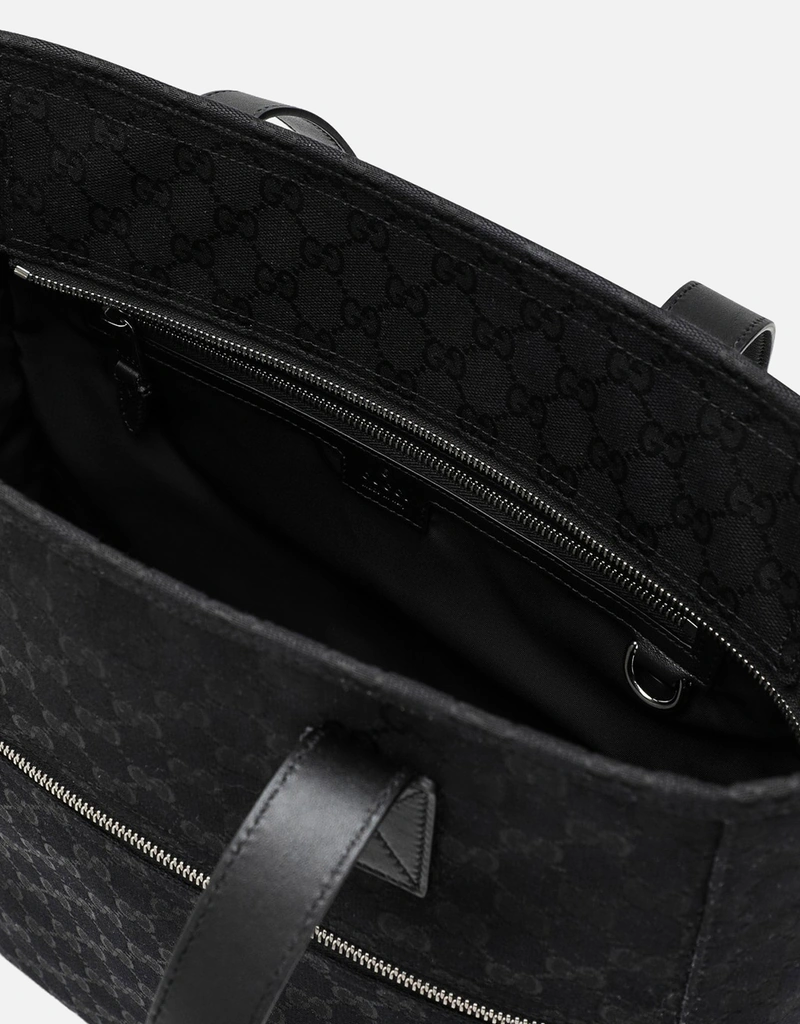 Gucci メンズGgブラックレザーショッピングバッグ (バッグ) IFCHIC.COM