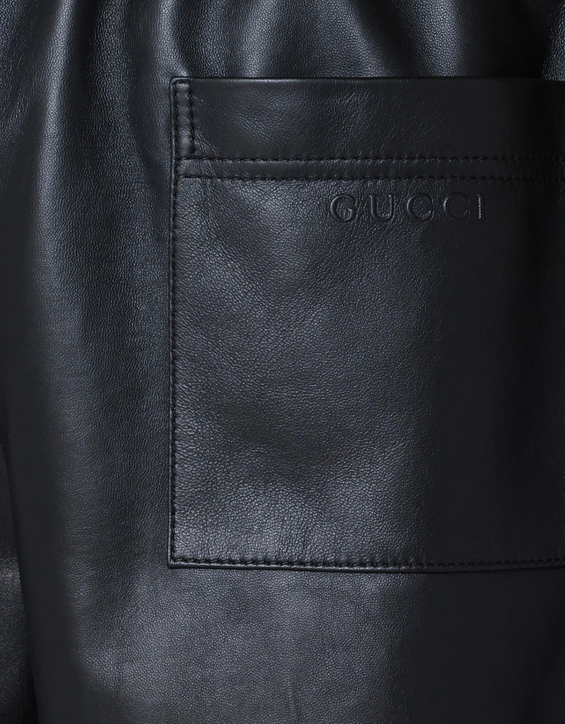 Gucci メンズ ブラックレザー バミューダショーツ (アパレル,ズボン