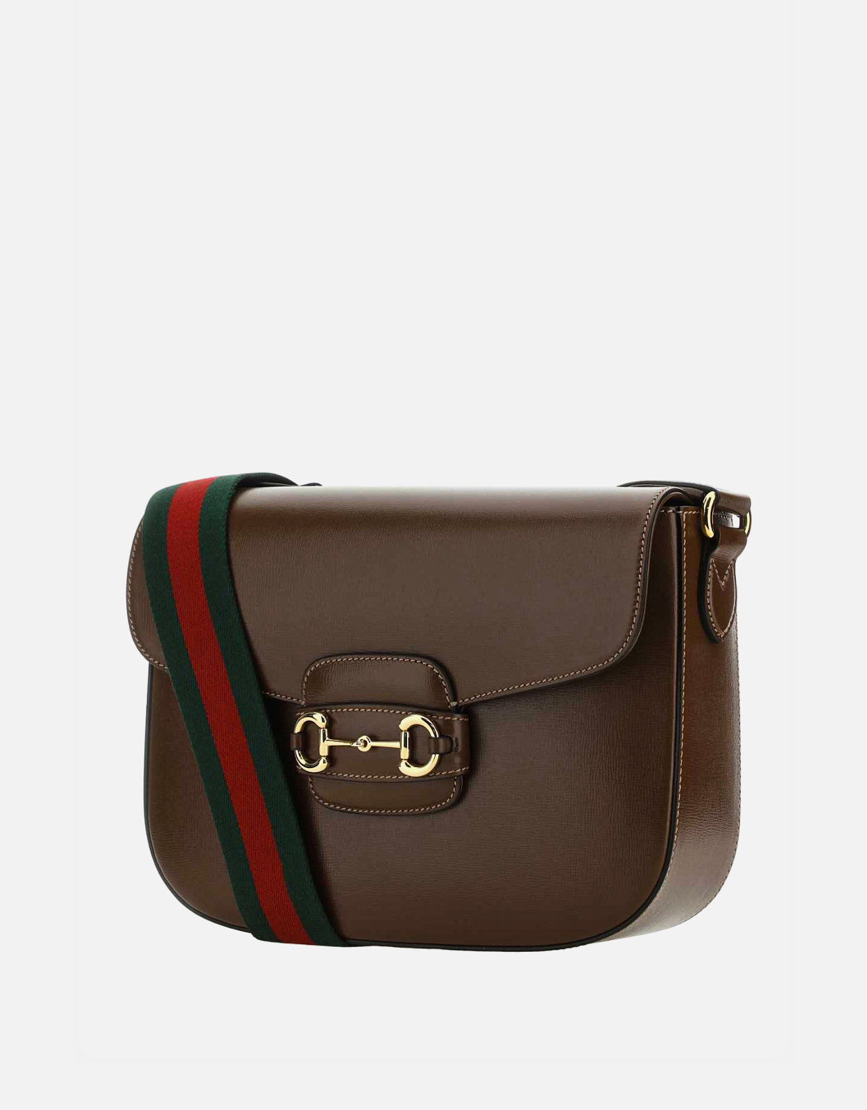 Gucci メンズ ブラウングレインレザーホースビットショルダーバッグ