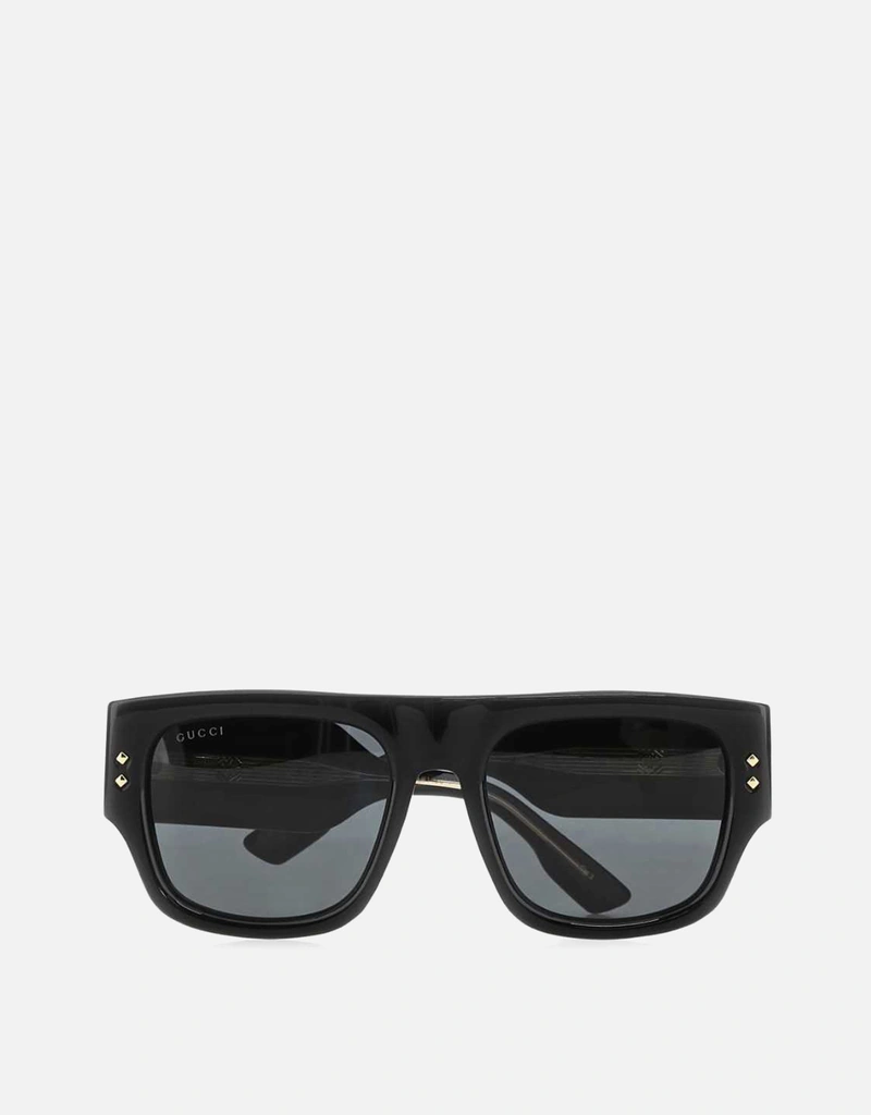 Gucci メンズブラックアセテートスクエアフレームサングラス () IFCHIC.COM