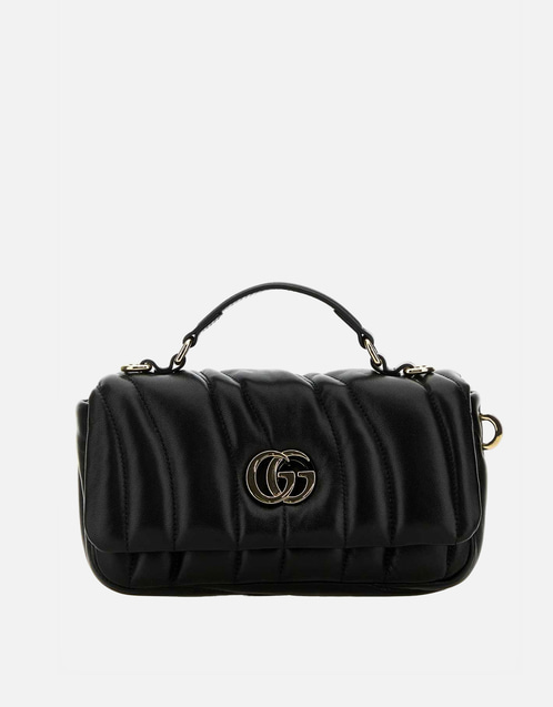 Gucci ブラックレザー絎縫GGミラノハンドバッグ () IFCHIC.COM