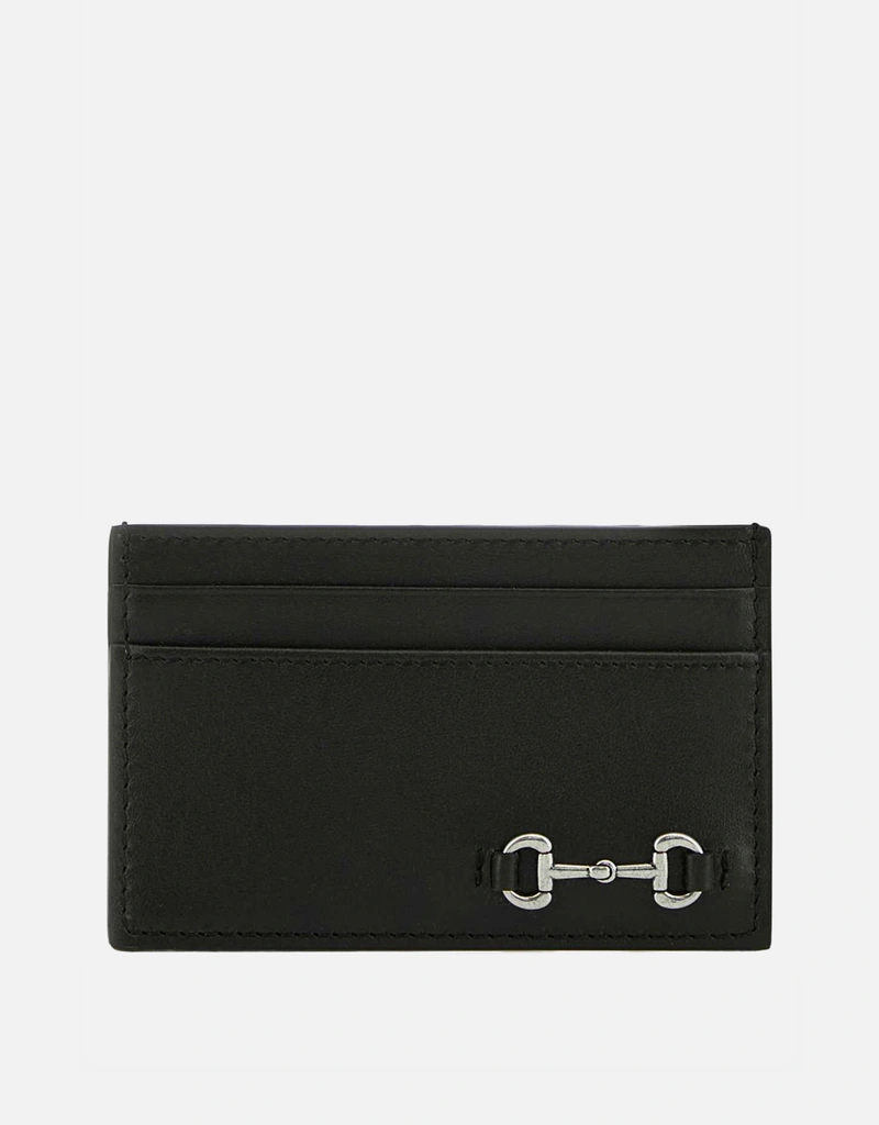 Gucci メンズ ブラック スムースカーフレザー カードホルダー