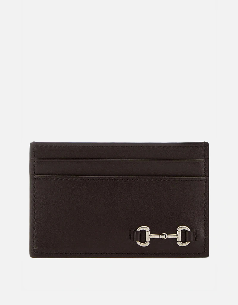 Gucci メンズダークブラウンカーフレザーカードホルダー () IFCHIC.COM