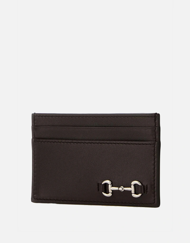 Gucci メンズダークブラウンカーフレザーカードホルダー () IFCHIC.COM