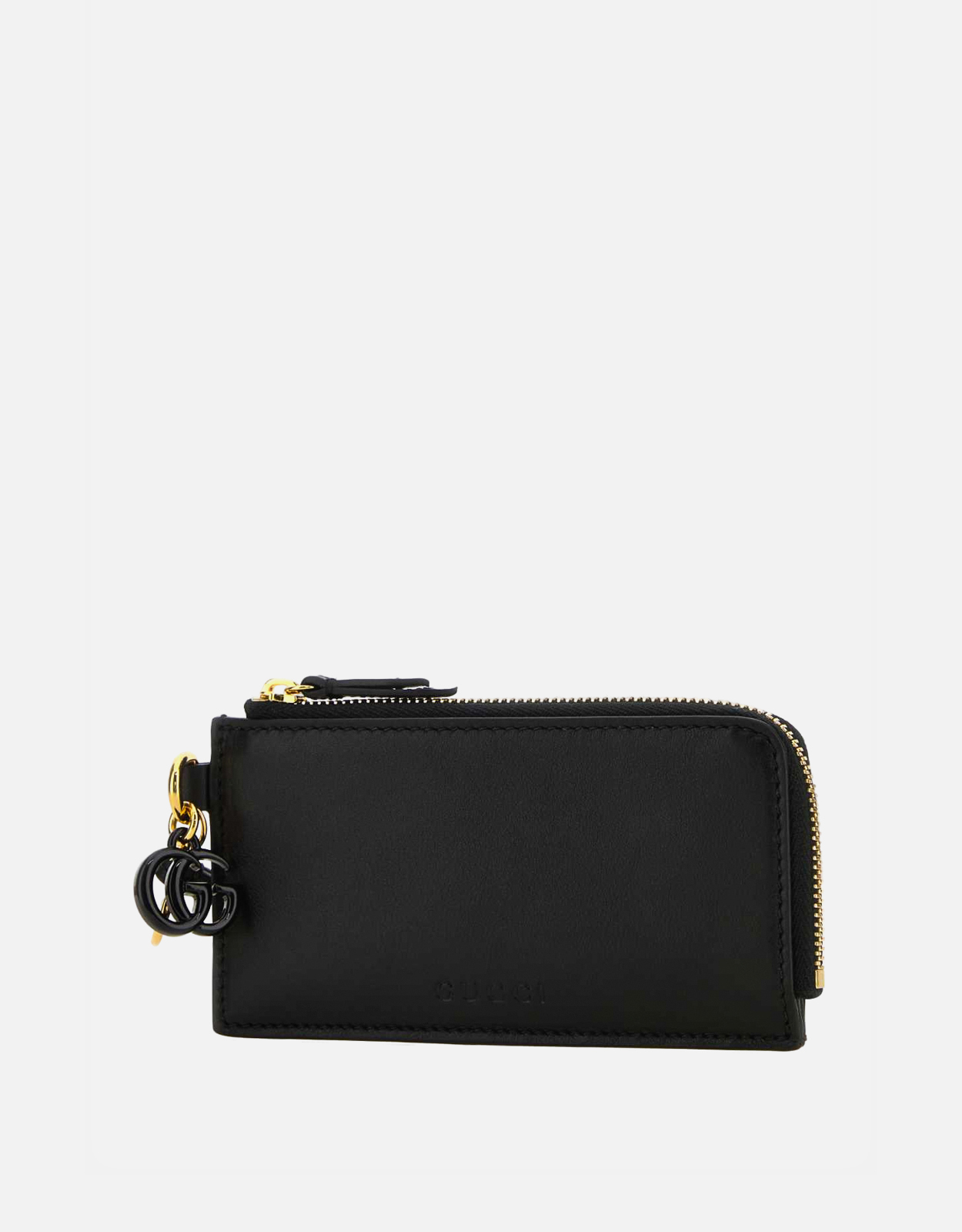 GUCCI ダブルG カーフスキンブラックレザー ケース Gucci Double G Charm Leather Card Case () IFCHIC.COM