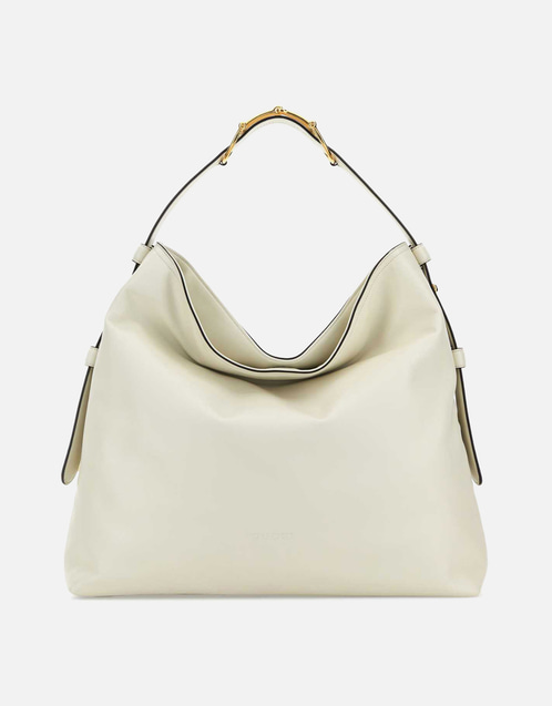 GUCCI バブーシュカトートバッグ　オールレザー　ホワイト Gucci ベアトリクス大きな柔らかく滑らかなレザートートバッグ