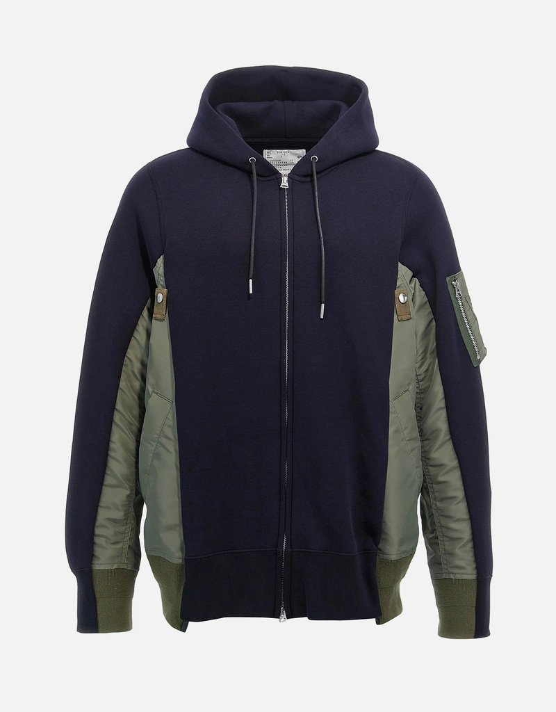 Sacai Men's Sponge Cotton Blend Insert Hoodie Jacket () IFCHIC.COM