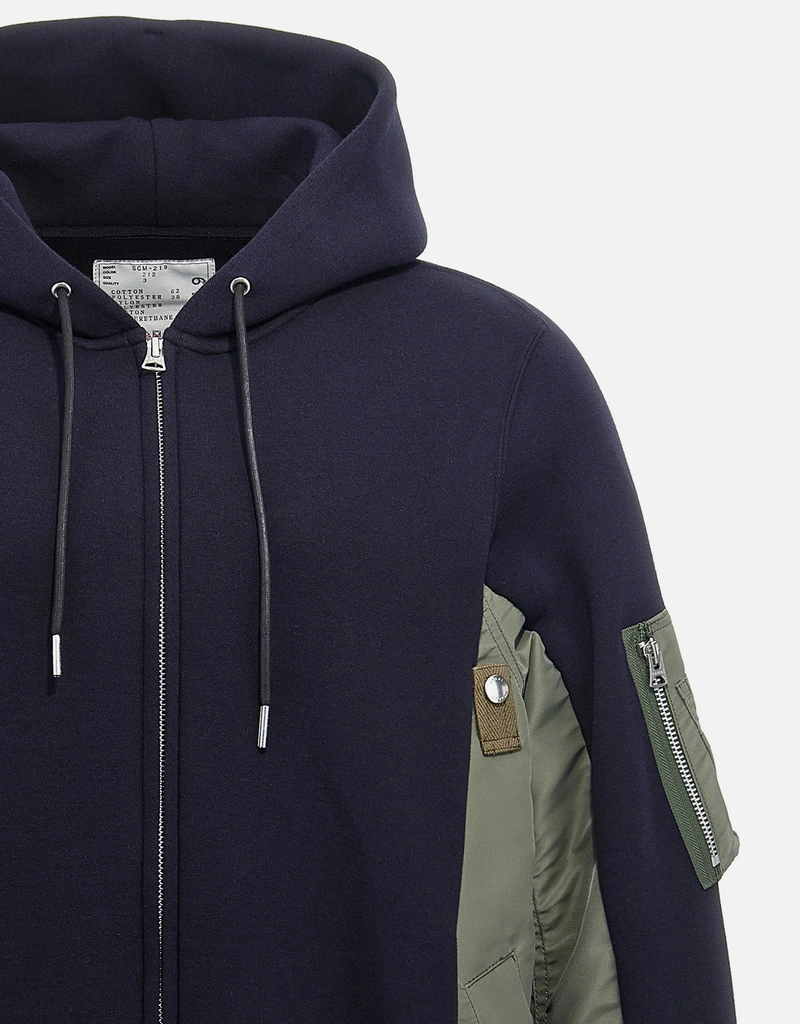 Sacai Men's Sponge Cotton Blend Insert Hoodie Jacket () IFCHIC.COM